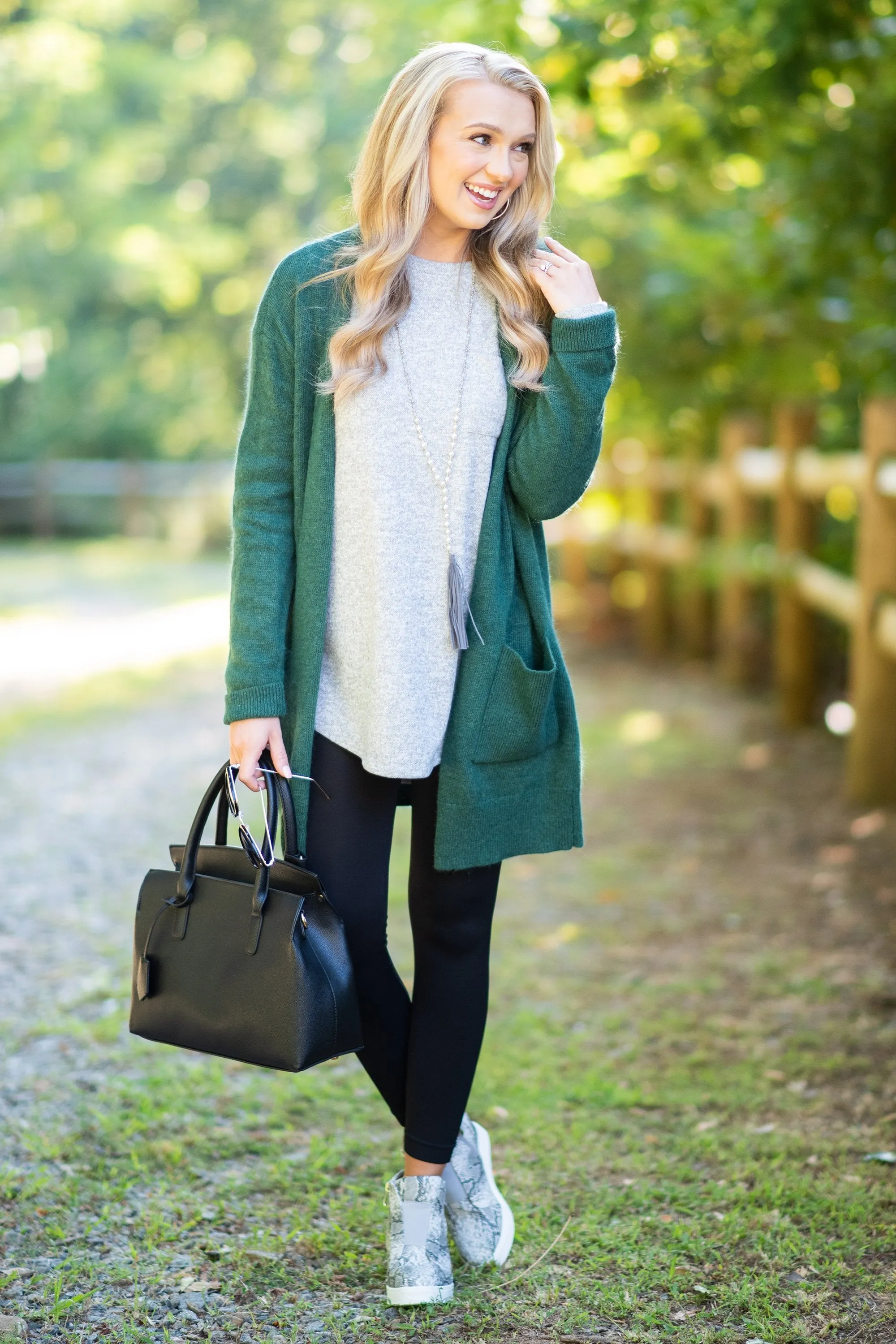 It's All Love Hunter Green Knit Cardigan