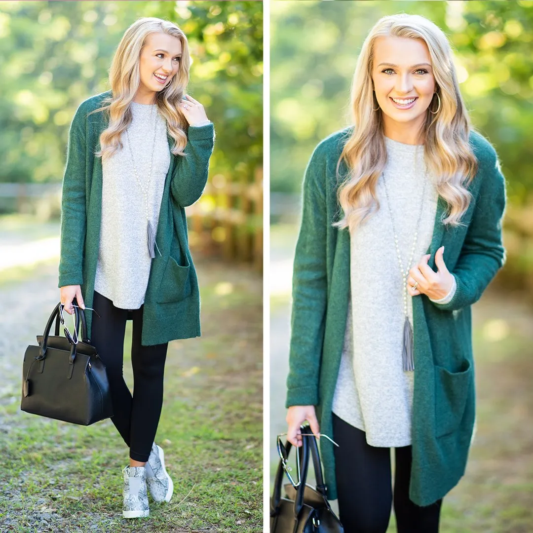 It's All Love Hunter Green Knit Cardigan