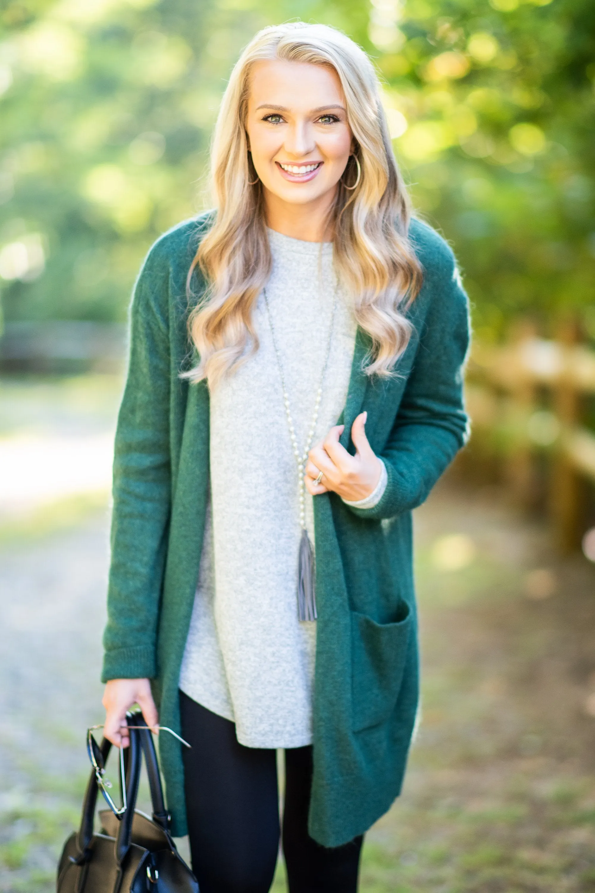 It's All Love Hunter Green Knit Cardigan