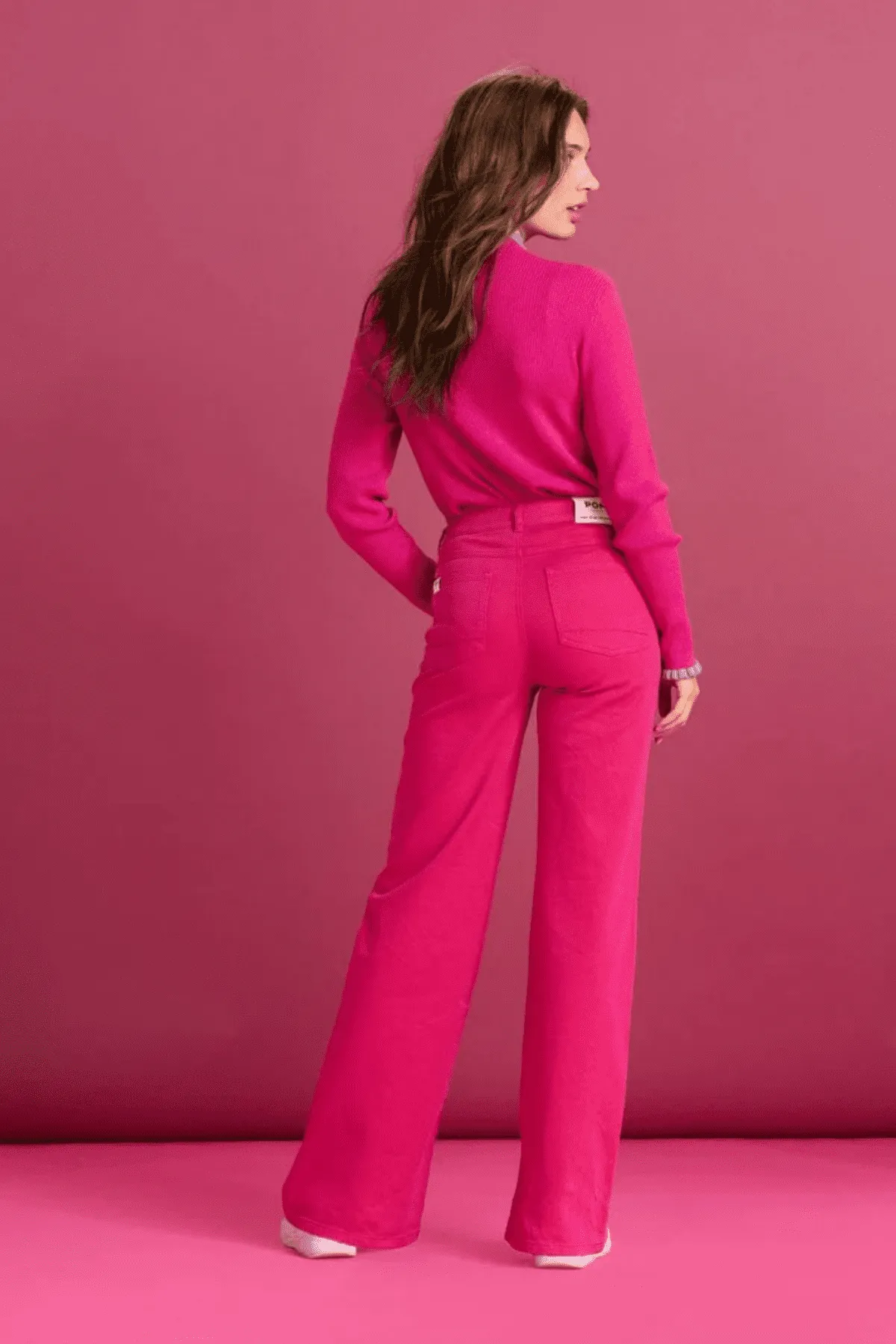 JEANS WIDE LEG FIERY PINK