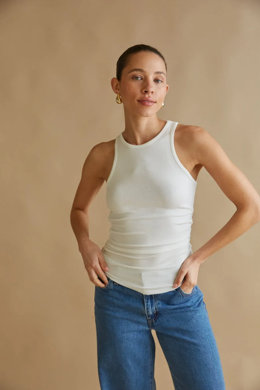 Juno Ruched Ribbed Tank Top