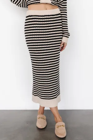 Justina Striped Knit Skirt | Black   Cream