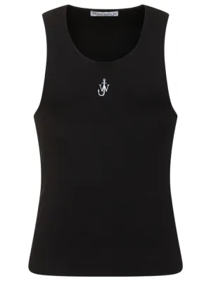 JW Anderson   Logo embroidery stretch cotton tank top 