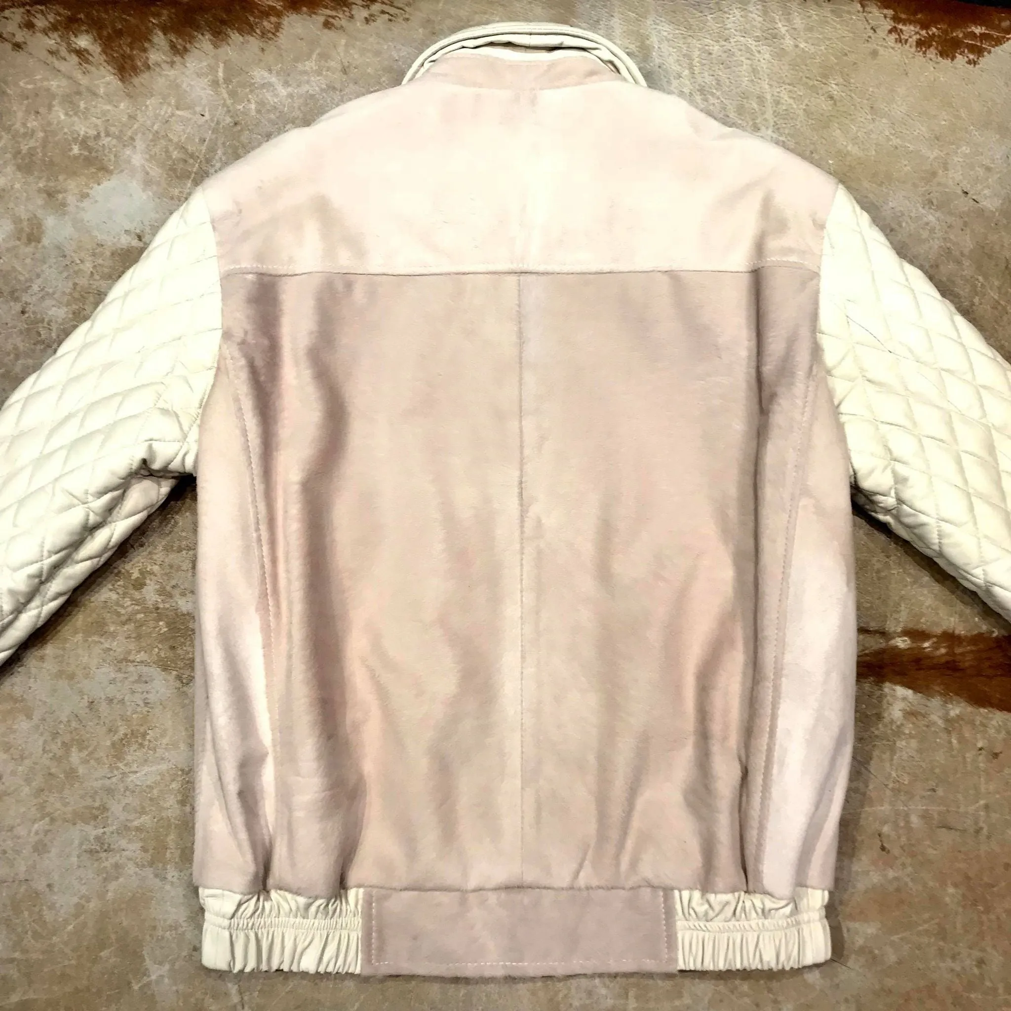 Kashani Cream Quilted Full Pony Bomber Jacket