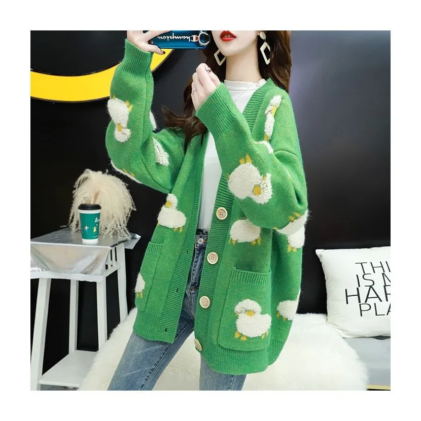 Kawaii Knitwear Sheep Cardigan Sweater - Baaa-dorable and Cozy! 🐑👚