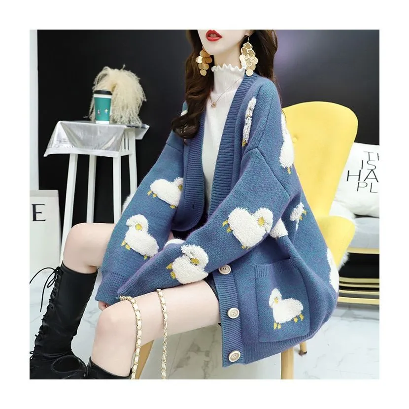 Kawaii Knitwear Sheep Cardigan Sweater - Baaa-dorable and Cozy! 🐑👚