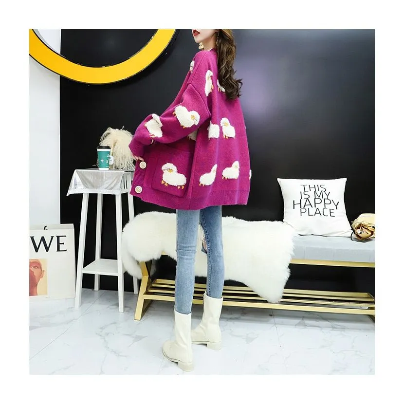 Kawaii Knitwear Sheep Cardigan Sweater - Baaa-dorable and Cozy! 🐑👚