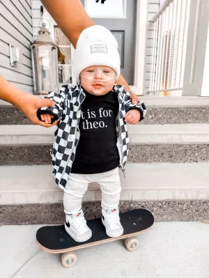 Kids Black & White Retro Check Block Jacket