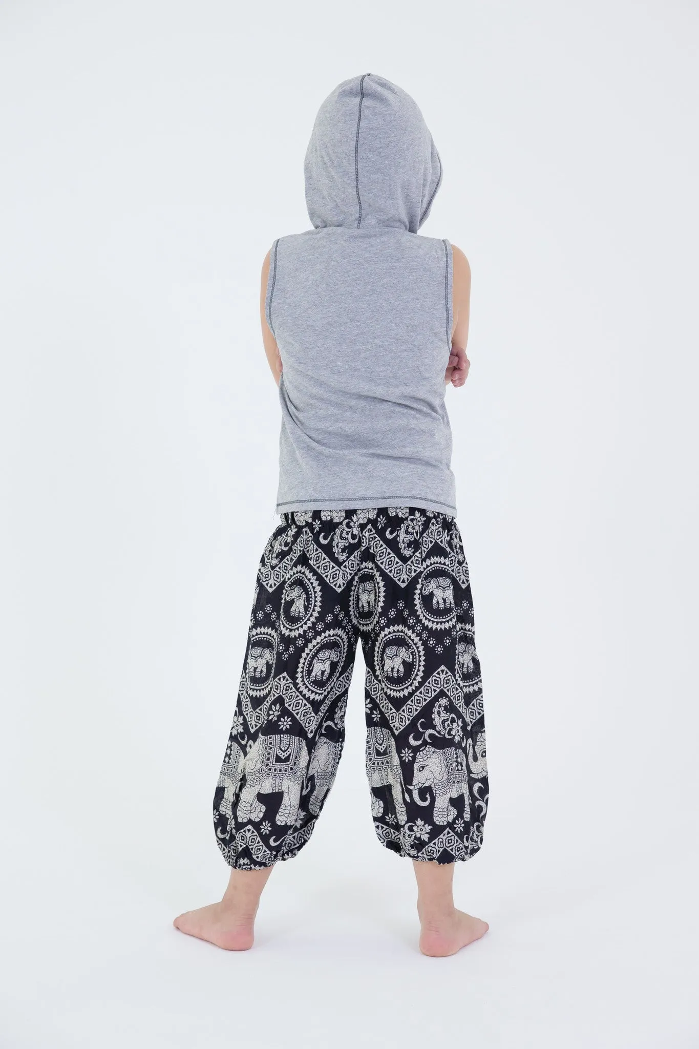 Kids Imperial Elephant Harem Pants in Black