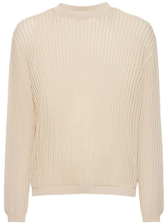 Lardini   Cotton rib knit crewneck sweater 