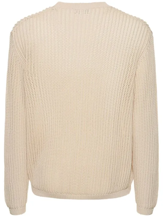 Lardini   Cotton rib knit crewneck sweater 