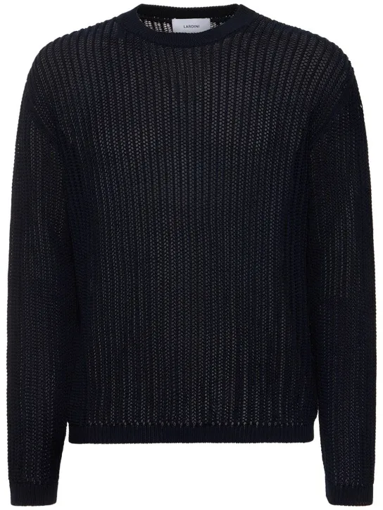 Lardini   Cotton rib knit crewneck sweater 