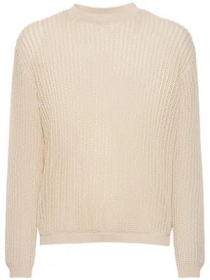 Lardini   Cotton rib knit crewneck sweater 