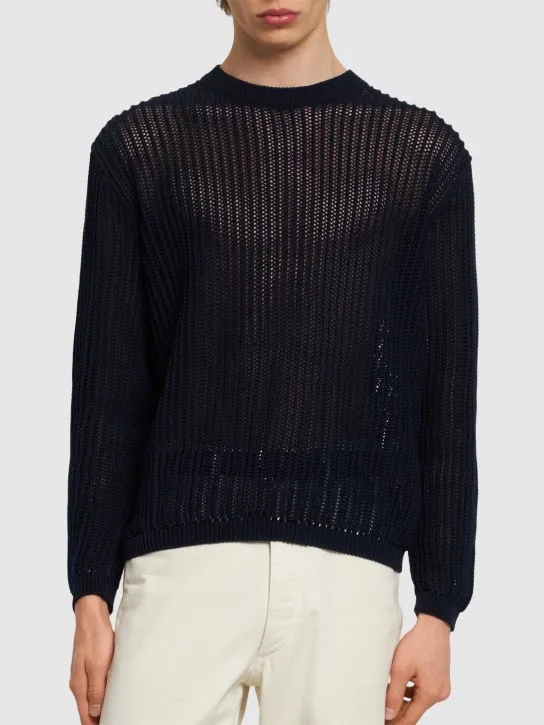 Lardini   Cotton rib knit crewneck sweater 