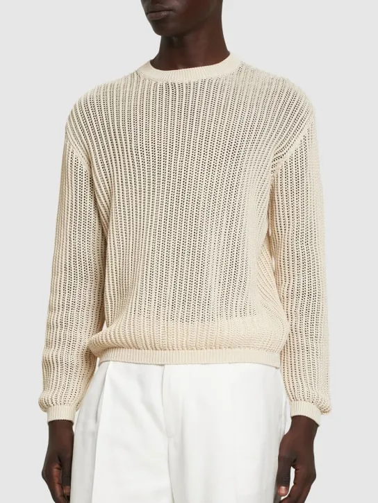 Lardini   Cotton rib knit crewneck sweater 