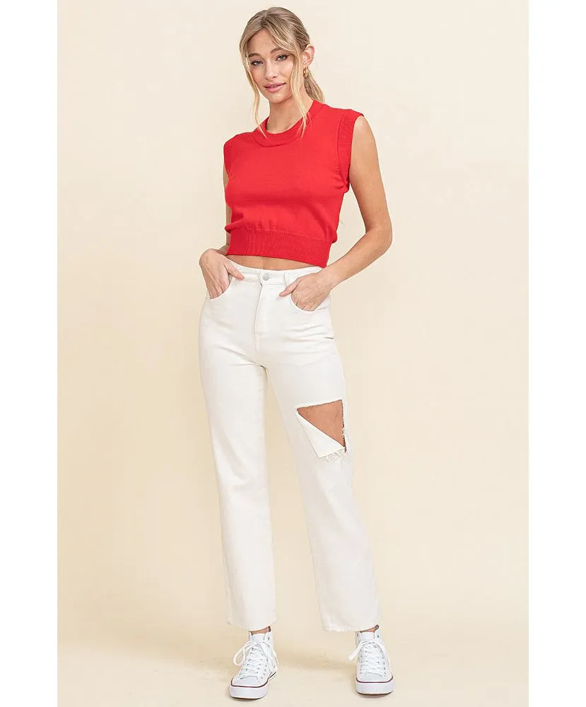 Lexie Sleeveless Cropped Sweater