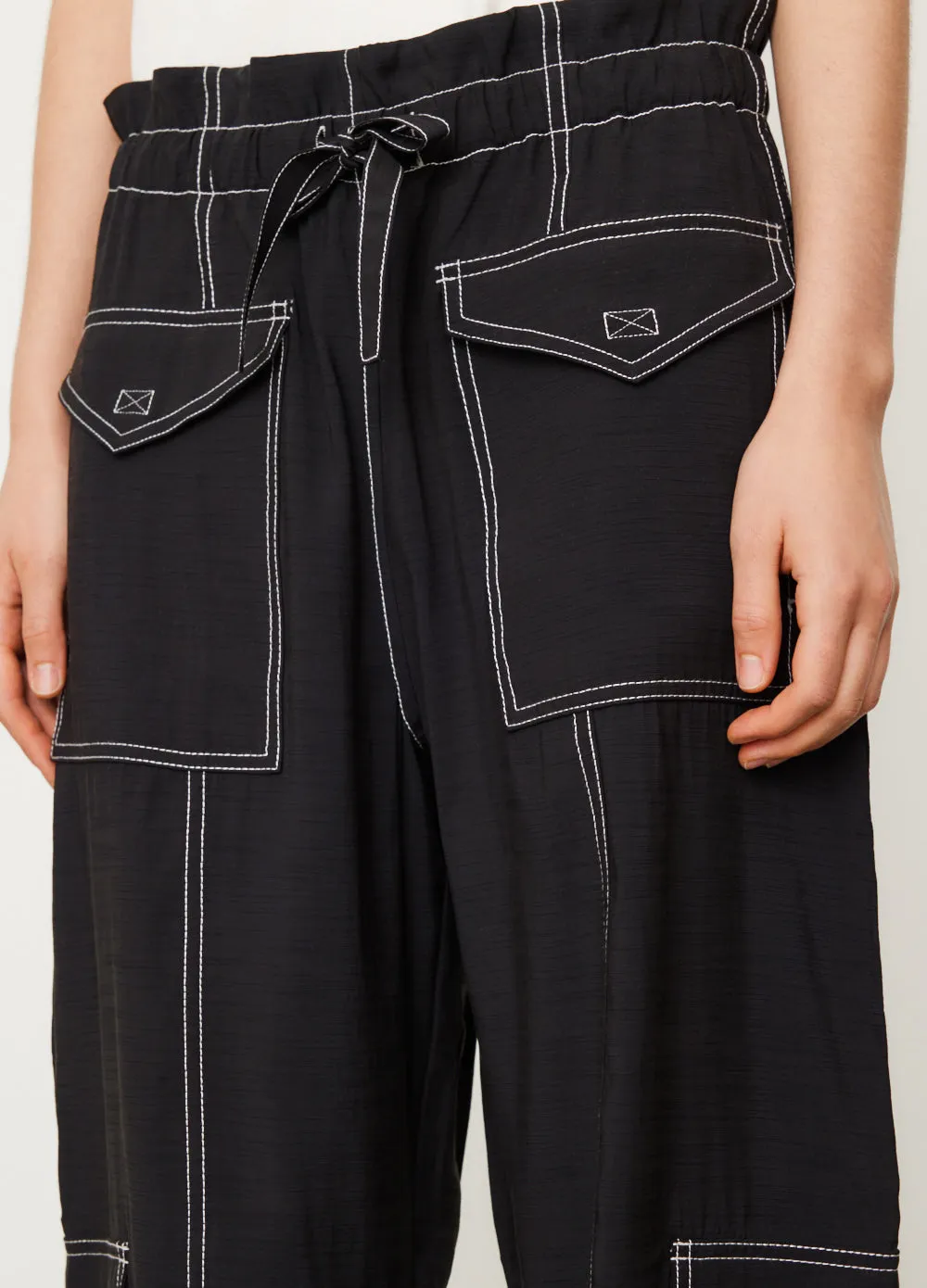 Light Slub High Waist Pocket Pants