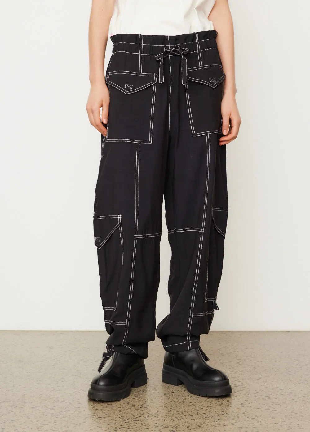 Light Slub High Waist Pocket Pants