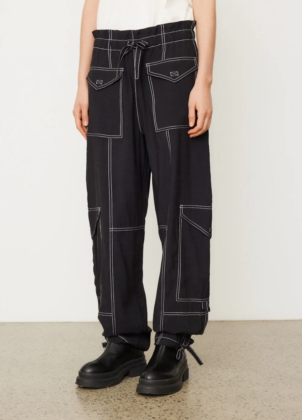 Light Slub High Waist Pocket Pants