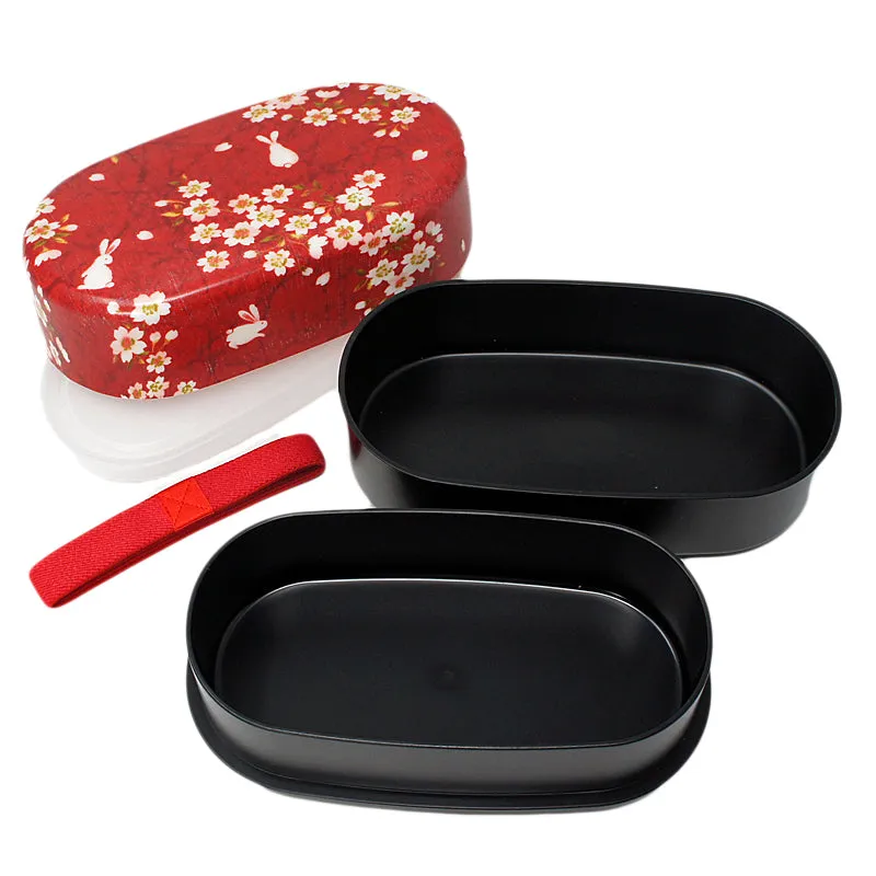 Lunch Box Koban Large Sakura & Rabbit Red