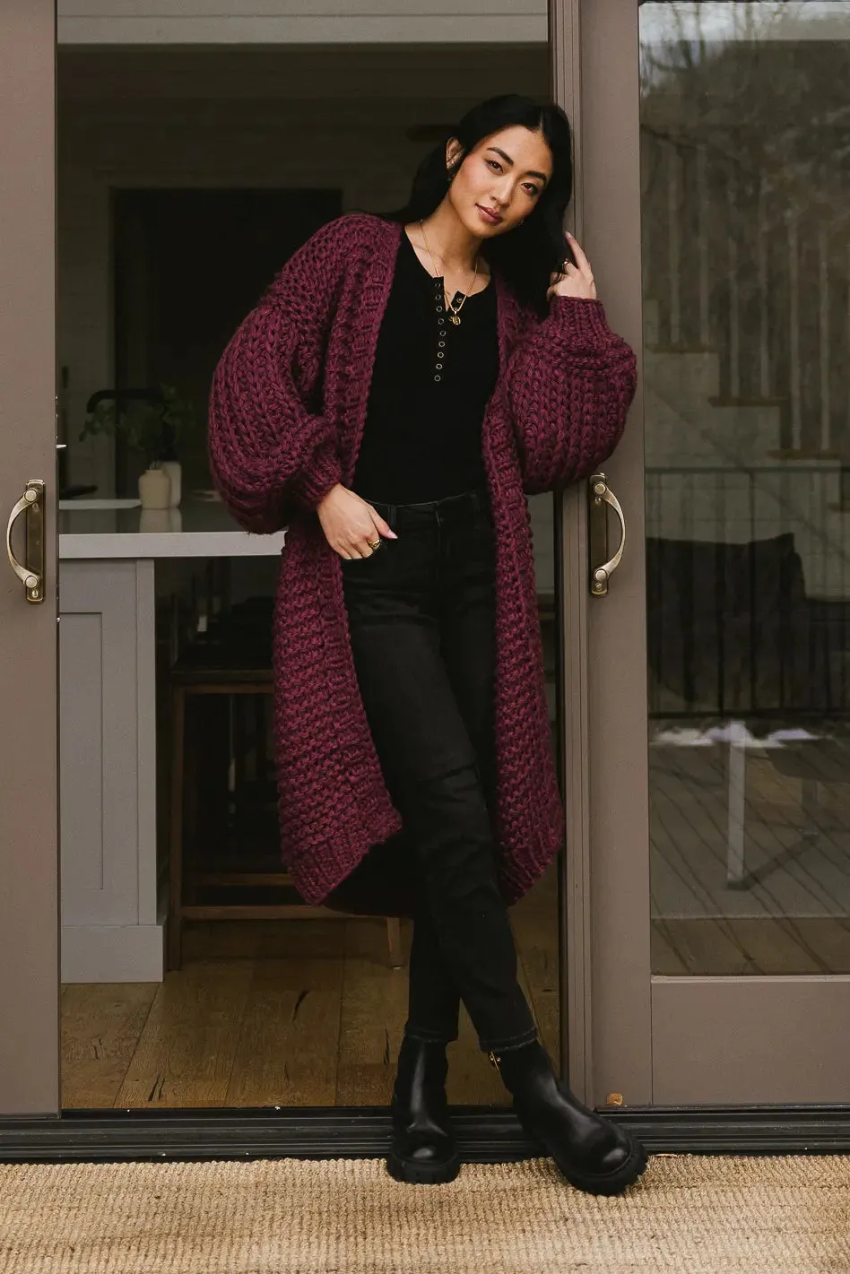 Marlee Long Cardigan in Purple - FINAL SALE