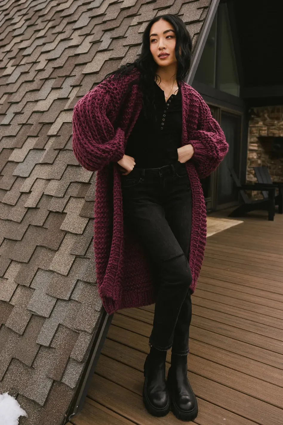 Marlee Long Cardigan in Purple - FINAL SALE