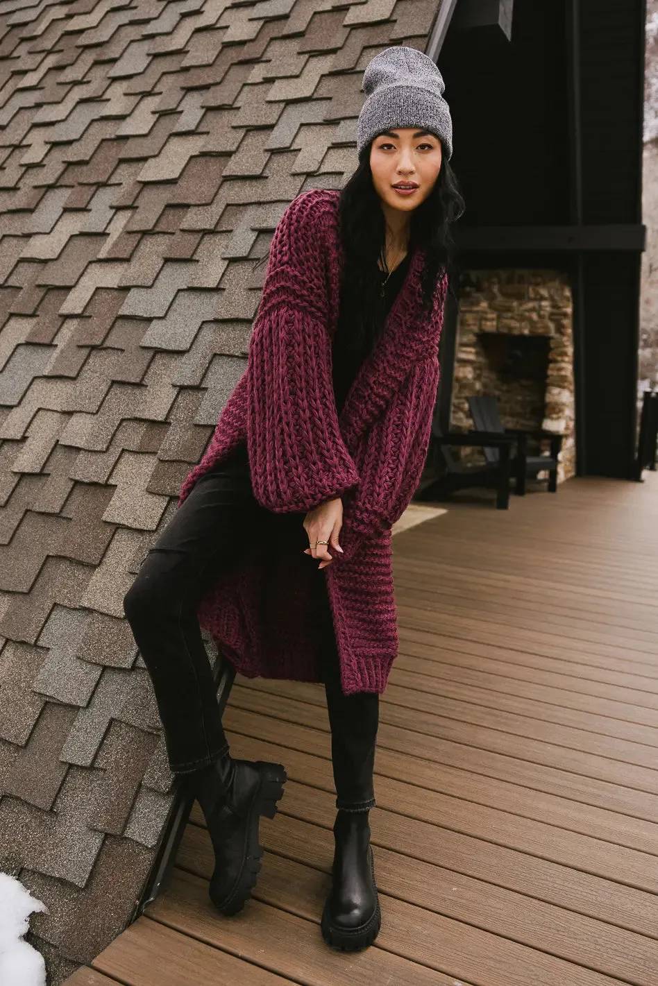 Marlee Long Cardigan in Purple - FINAL SALE