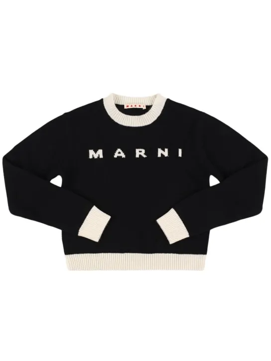 Marni Junior   Wool blend knit logo sweater 