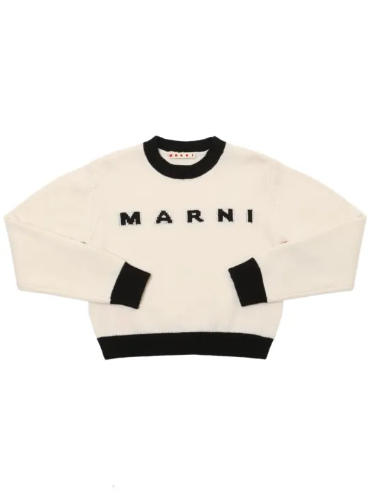 Marni Junior   Wool blend knit logo sweater 