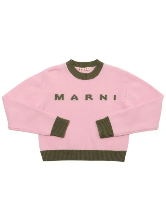 Marni Junior   Wool blend knit logo sweater 