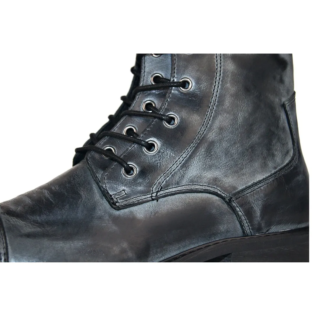 Mens Zip Lace up Captoe Boots