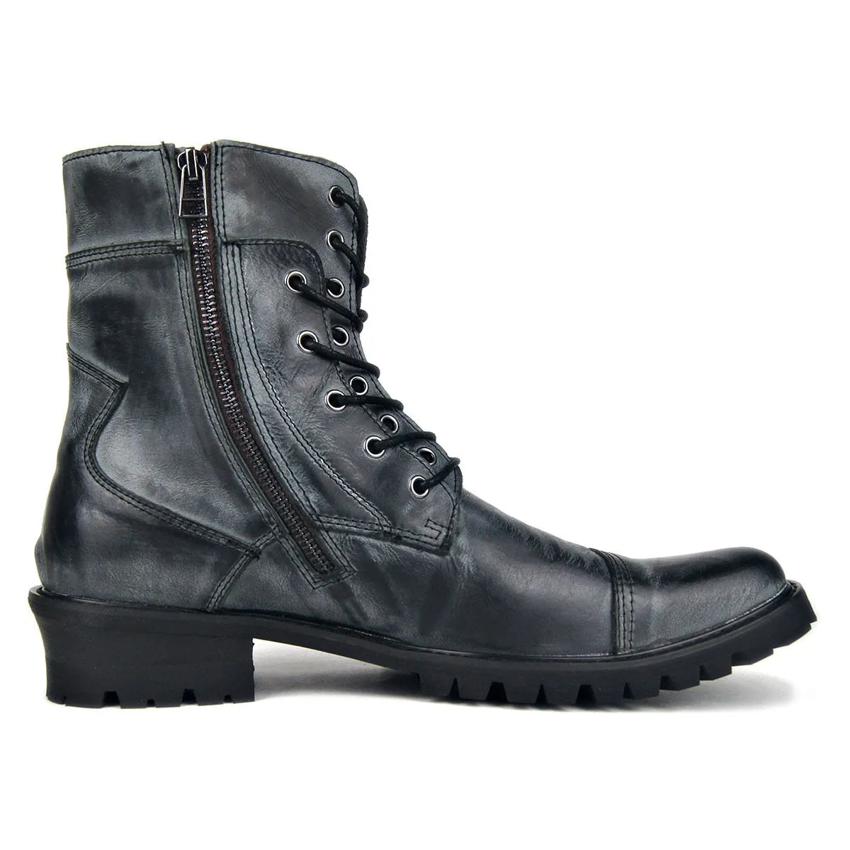 Mens Zip Lace up Captoe Boots