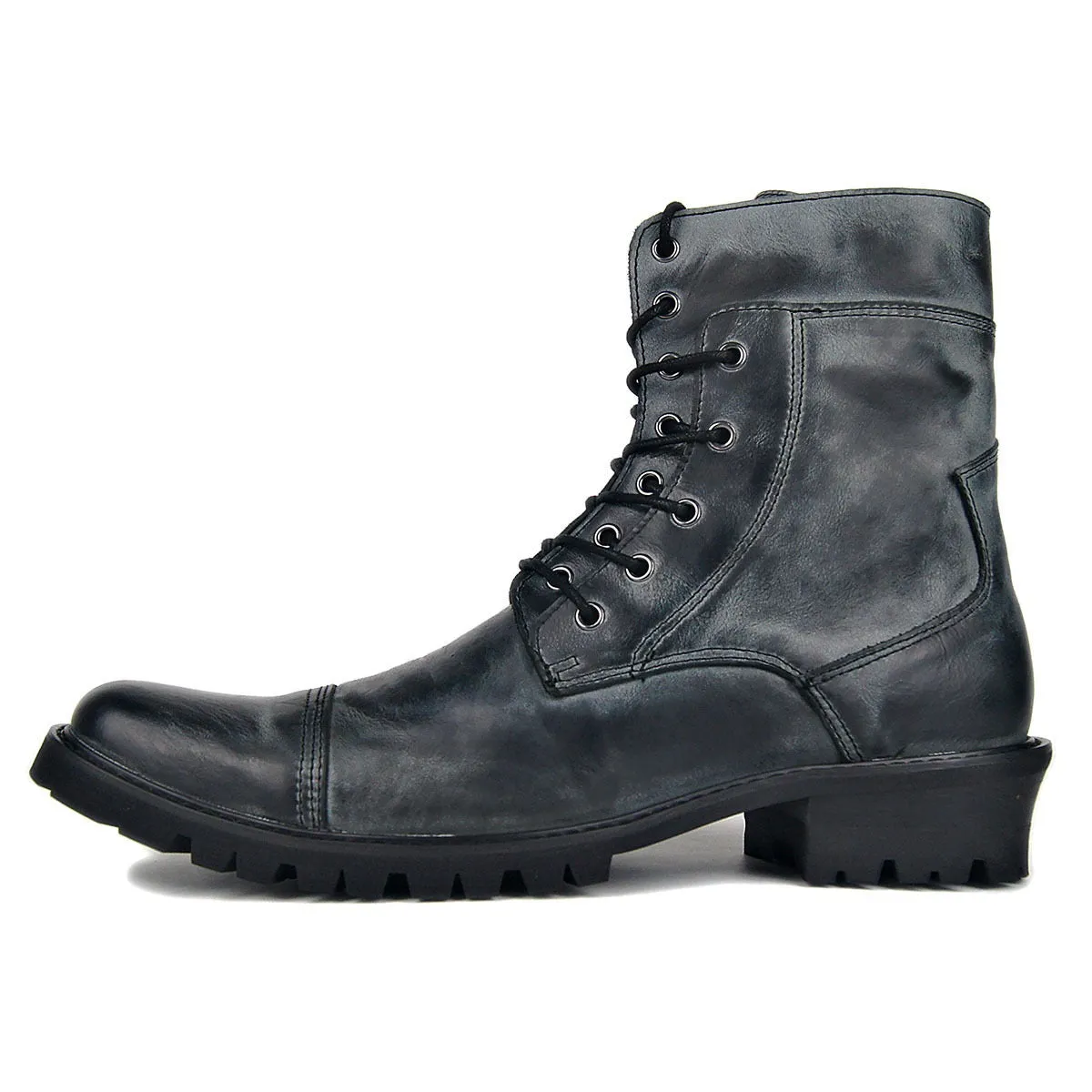 Mens Zip Lace up Captoe Boots