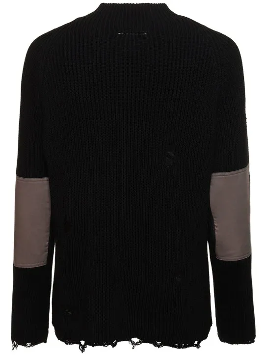 MM6 Maison Margiela   Distressed cotton knit sweater 