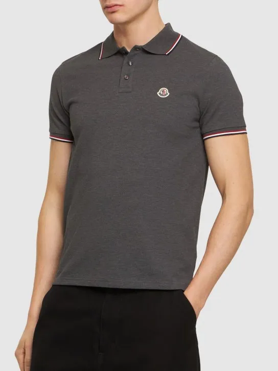 Moncler   Logo patch cotton polo shirt 