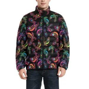 Neon Floral Eagles Men's Stand Collar Padded Jacket