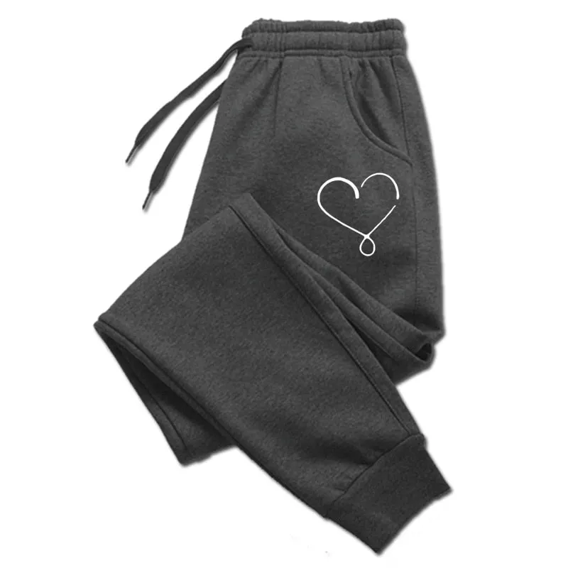 New Heart Printed Womens Pants Loose Long Pants Outwear Joggers Trousers All Seasons Sweatpants Jogging Pants for Ladies