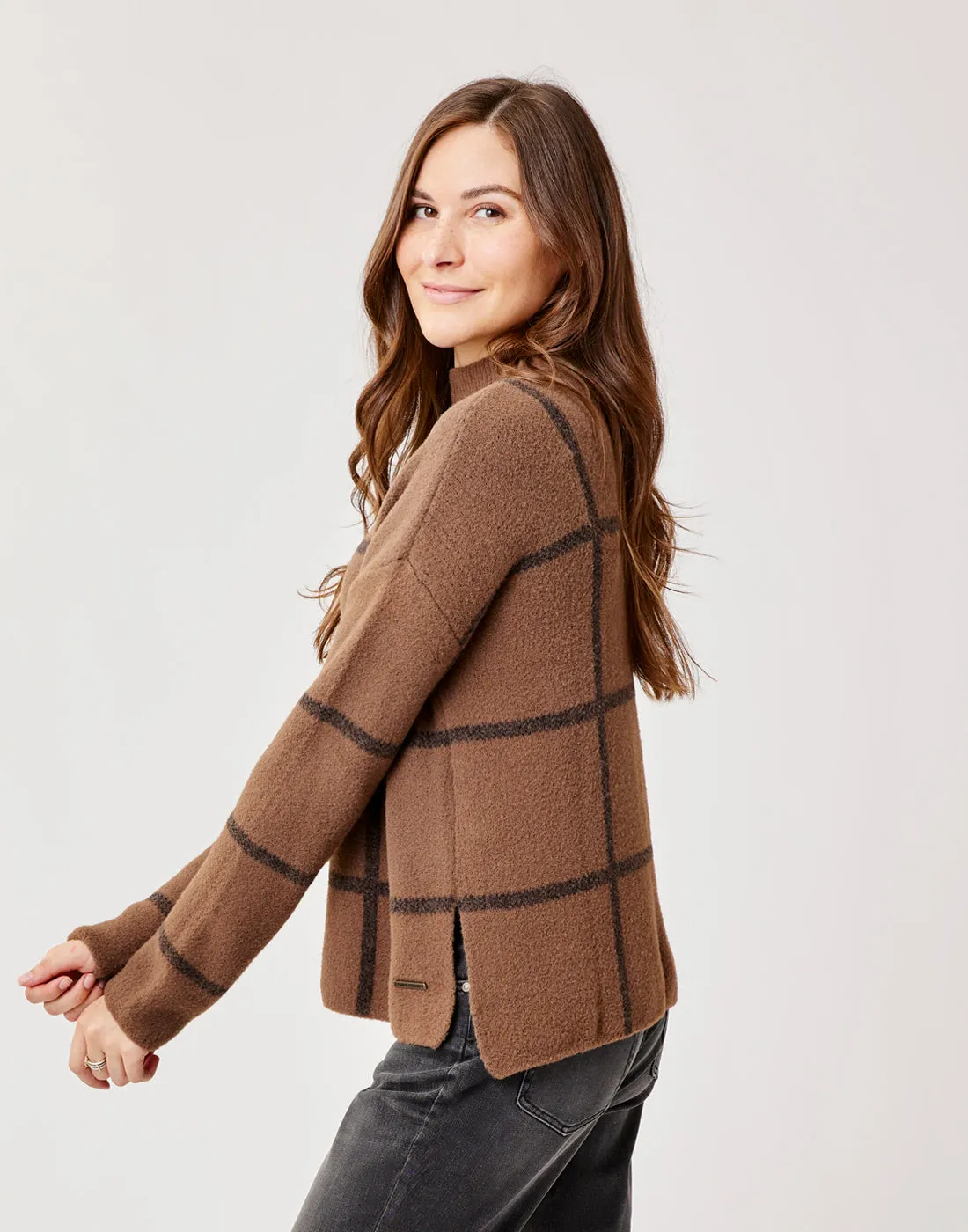 Olivia Plush Sweater: Dk. Brown Birdseye