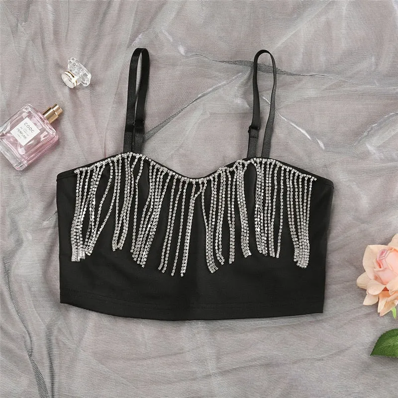 Overbroad Sexy Tassel Crop Top