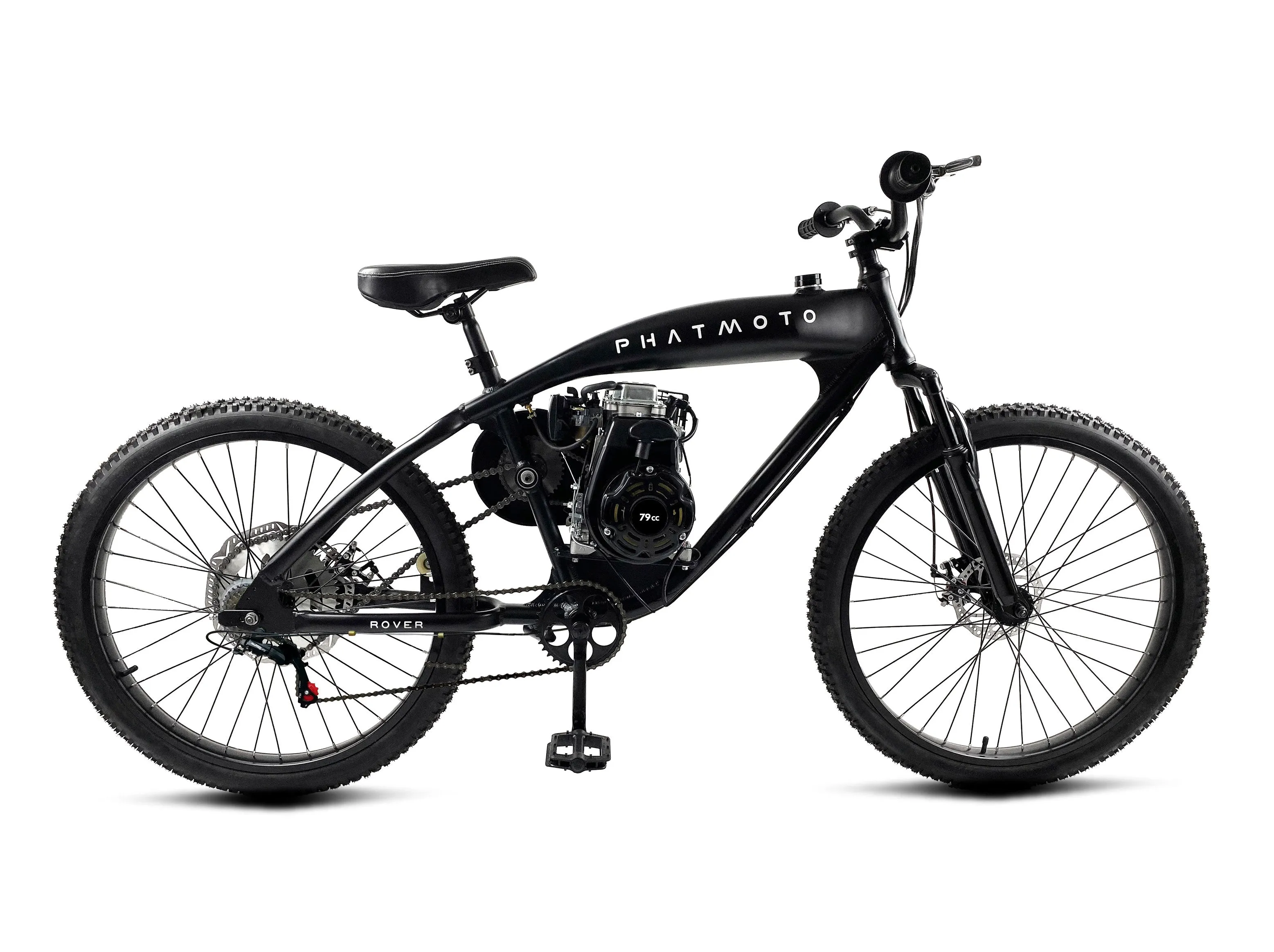 PHATMOTO™ Rover 2023 - 79cc Motorized Bicycle 7-Speed (Matte Black)