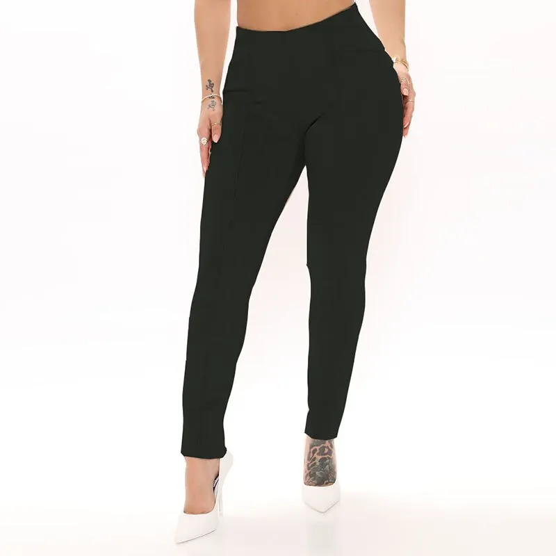 Plus Size Stretch High Waist  Faux Suede Leggings