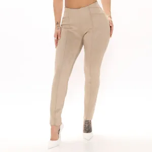 Plus Size Stretch High Waist  Faux Suede Leggings