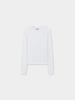 Pointelle Knit Sweater-White