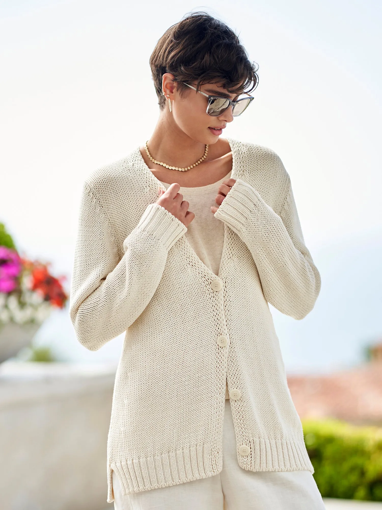 Prisca Cotton Silk Cardigan