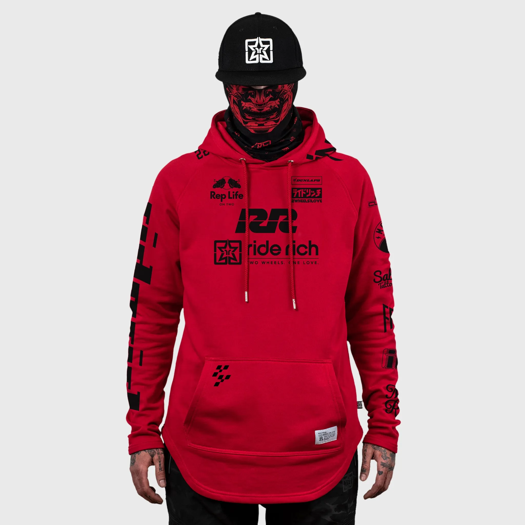 RR Racing Scoop Pullover Hoodie {Black on Red}