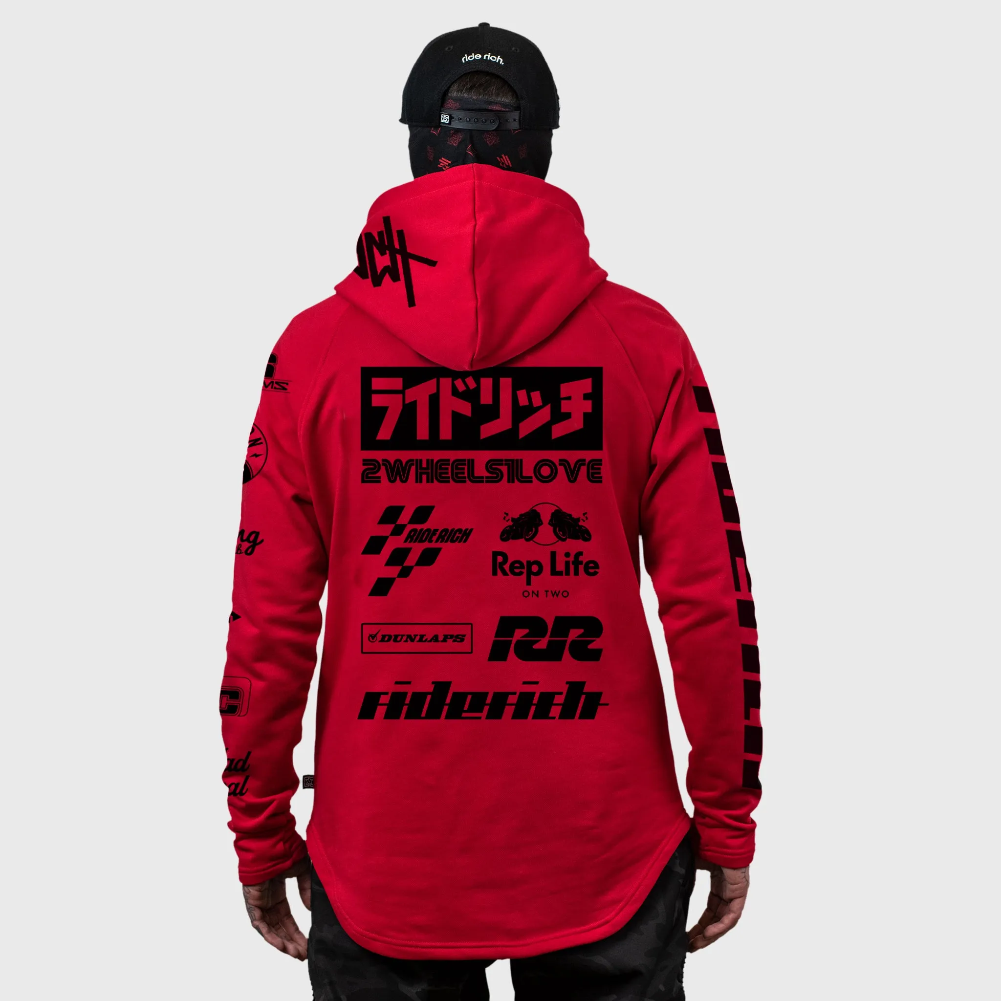 RR Racing Scoop Pullover Hoodie {Black on Red}