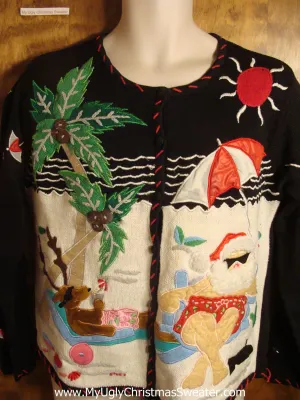 Santa at the Beach Tacky Christmas Sweater