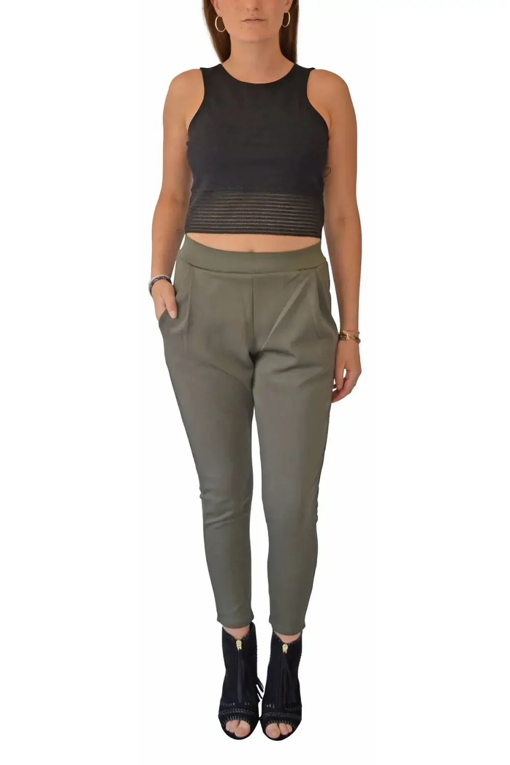 Scuba Pleat Front Crop Trousers