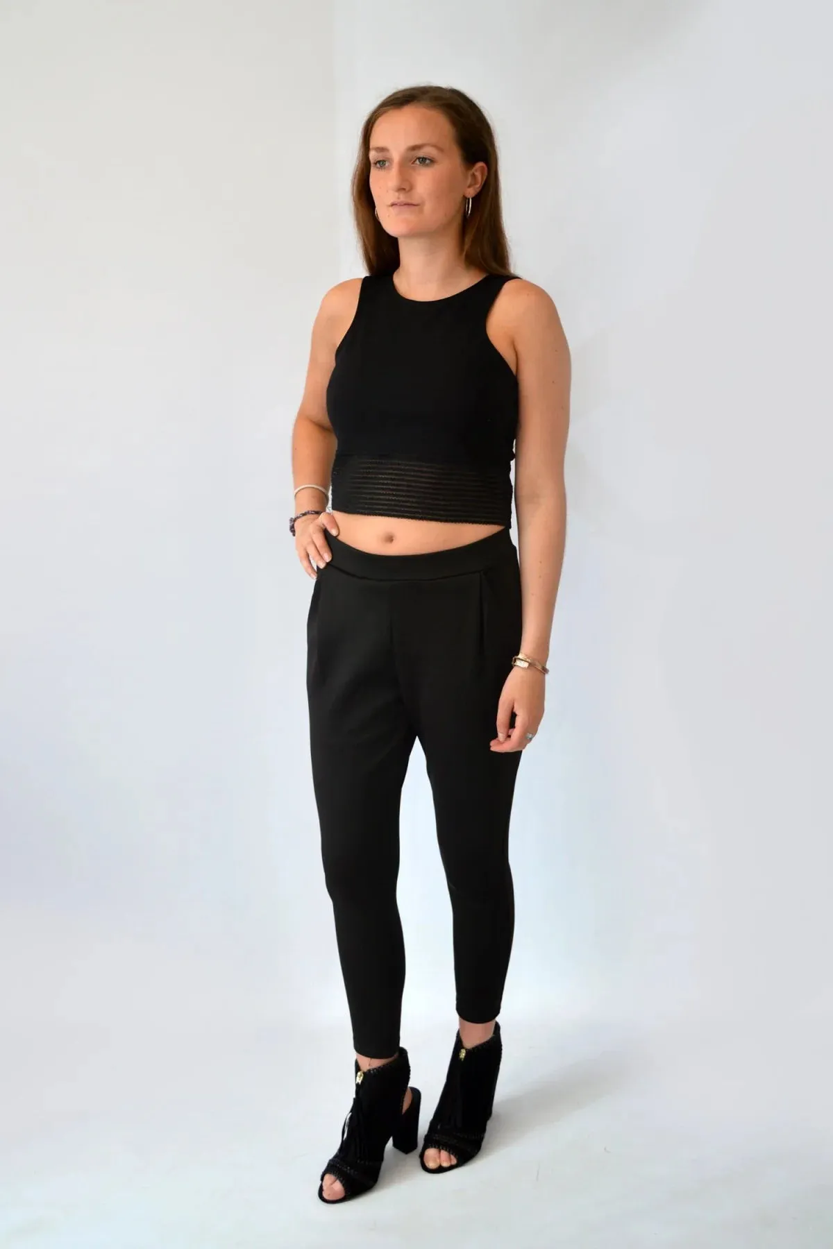 Scuba Pleat Front Crop Trousers