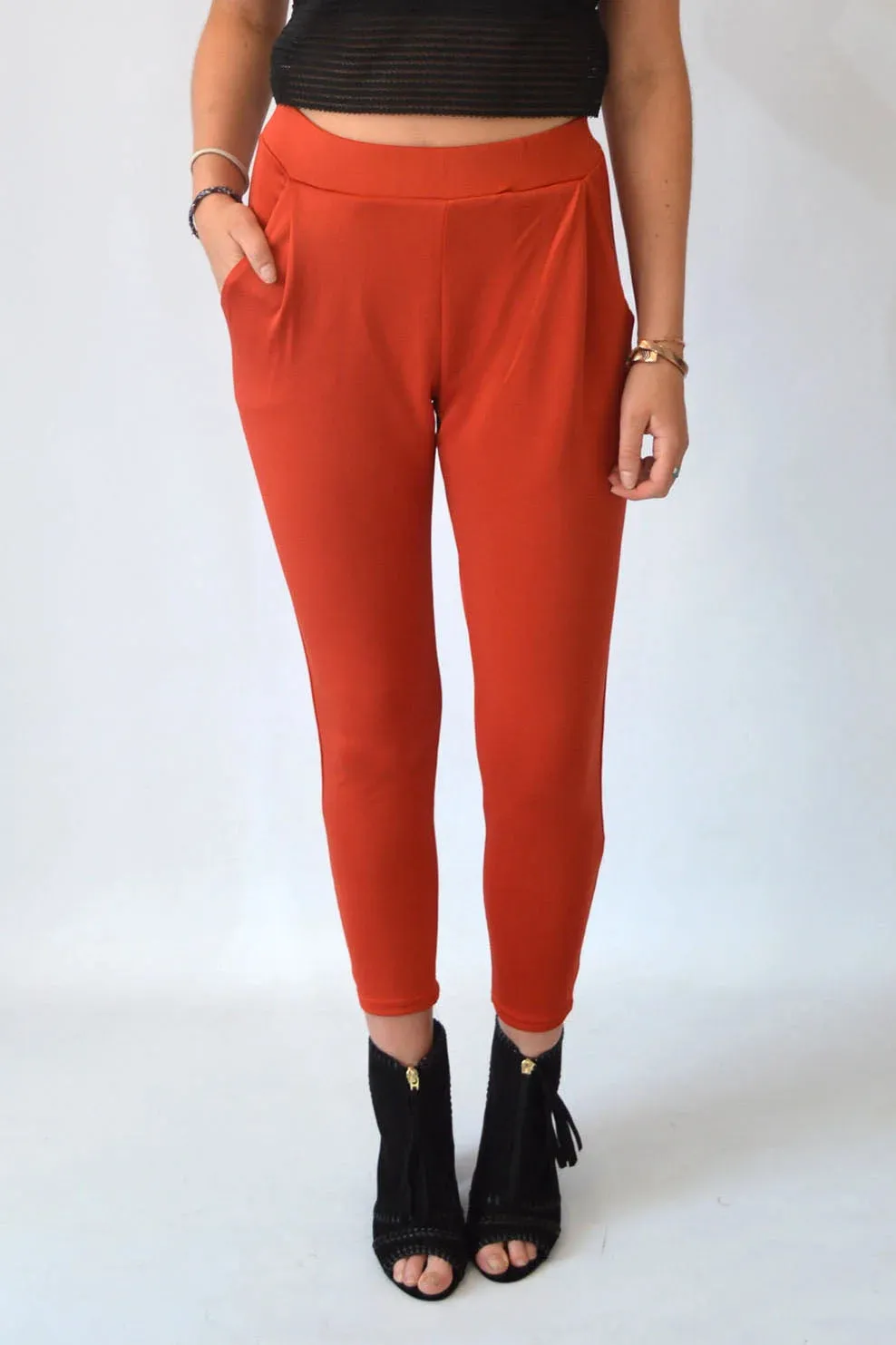 Scuba Pleat Front Crop Trousers